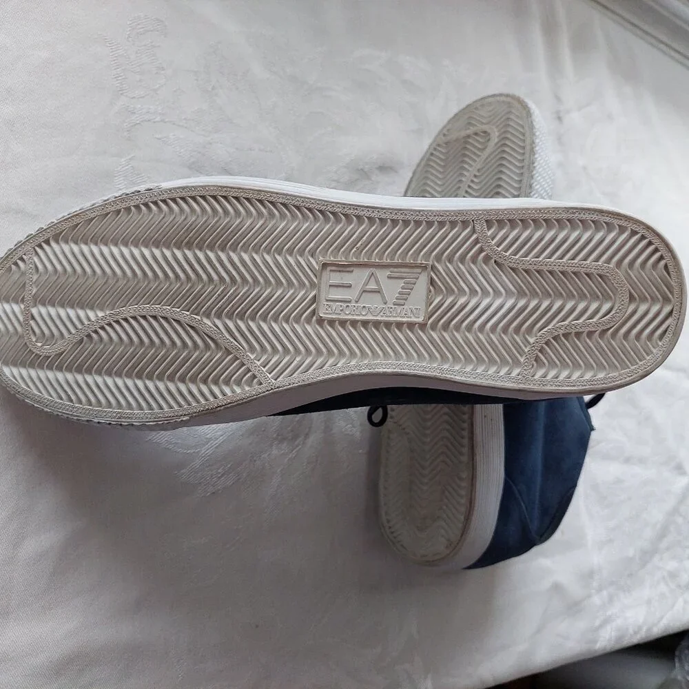 Emporio Armani EA7 Men's US10.5 high-top Trainer Sneakers Boots in Navy Suede - Picture 8 of 8